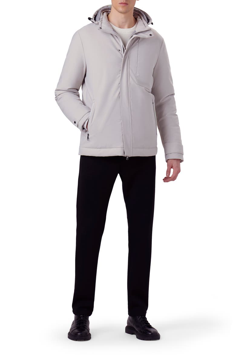 Full Zip Hooded Bomber Jacket, Alternate, color, STONE