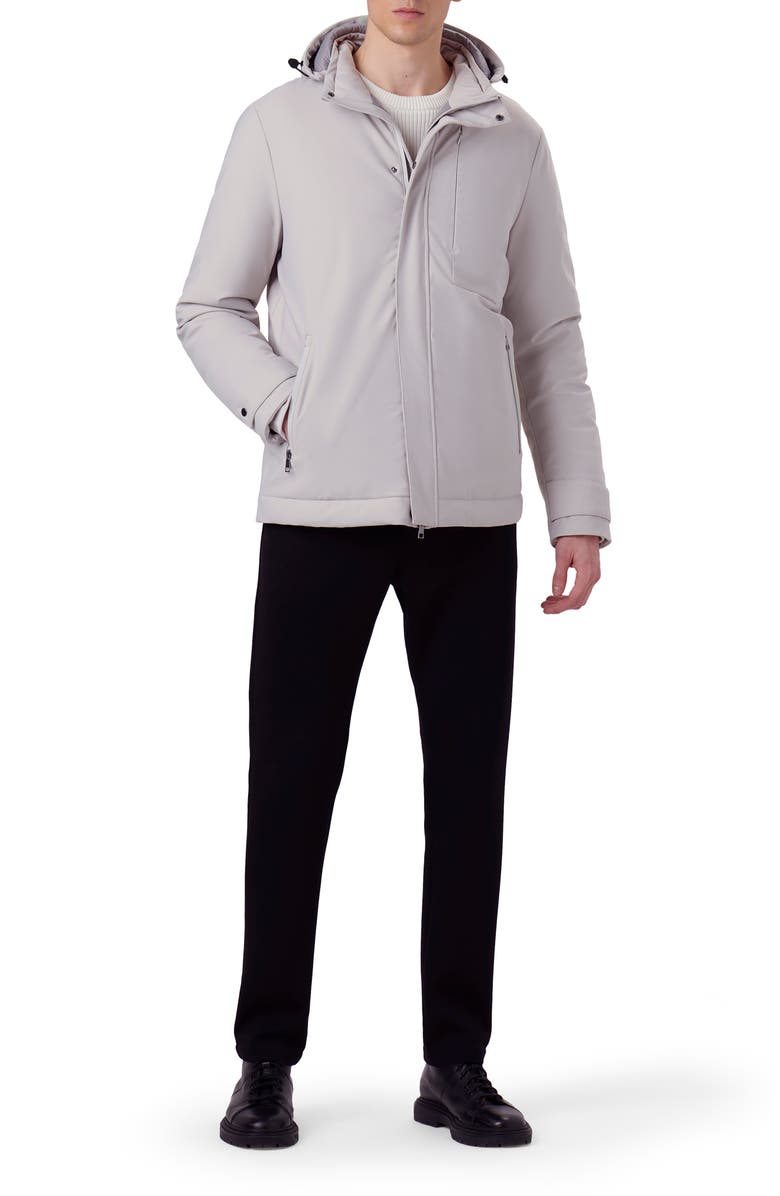 Bugatchi Full Zip Hooded Bomber Jacket, Alternate, color, 