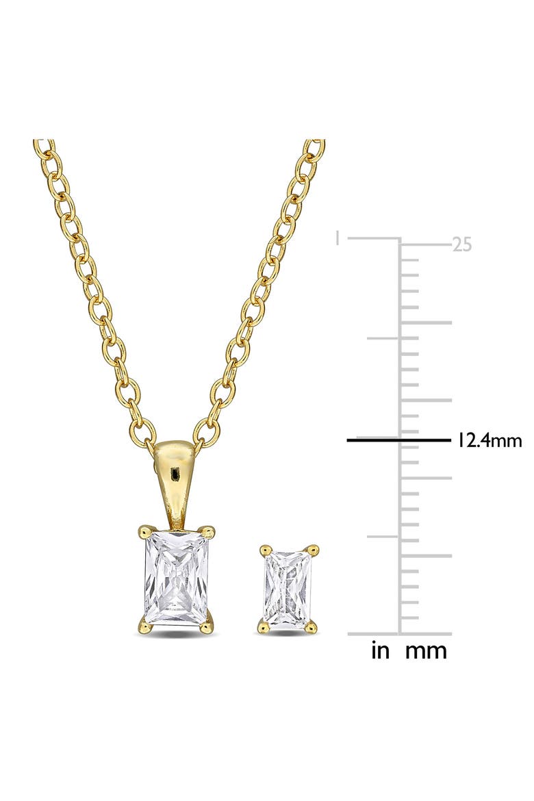 Radiant-Cut Cubic Zirconia Stud Earrings & Necklace Set, Alternate, color, GOLD