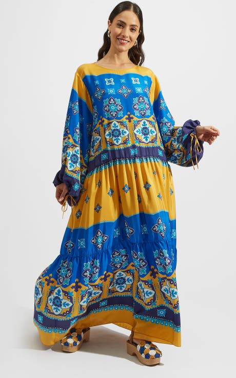 Vesta Dress Placée Tiles Degrade Blue