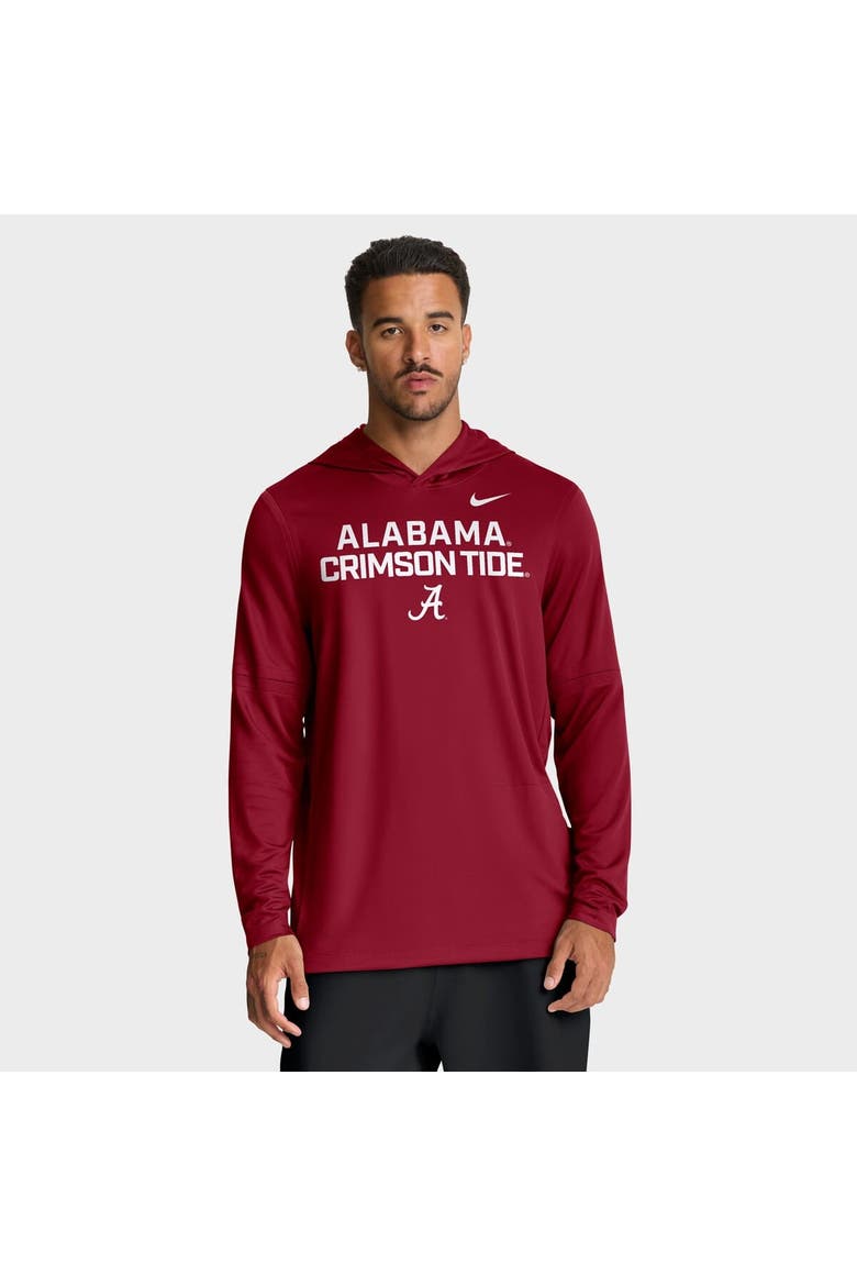 Men's Nike Crimson Alabama Crimson Tide 2025 Sideline Dri-FIT Long Sleeve Hoodie T-Shirt, Main, color, Crimson