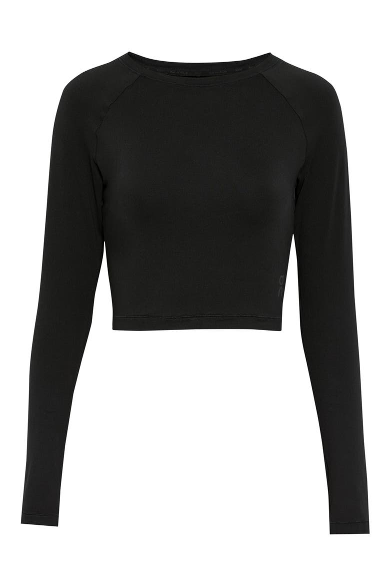 Studio Long Sleeve Crop Top, Alternate, color, BLACK