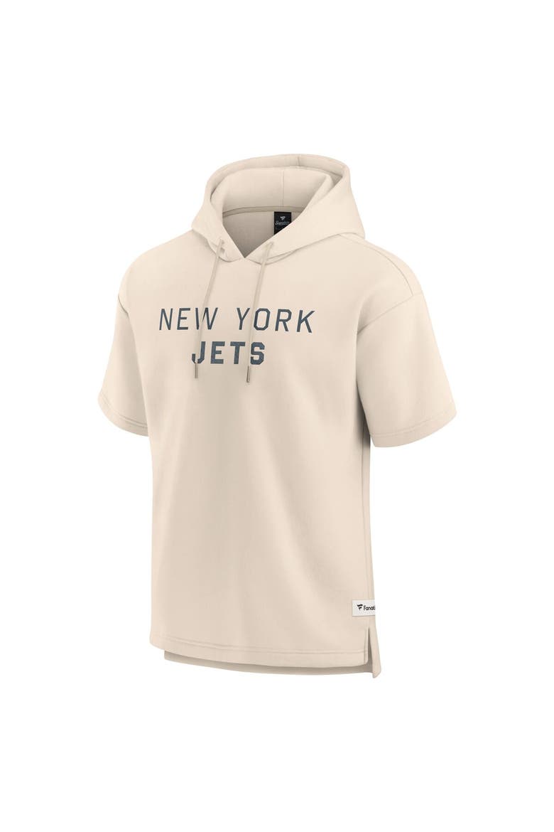 Men's Fanatics Cream New York Jets Elements Future Ground Lettering Short Sleeve Pullover Hoodie, Alternate, color, Cream