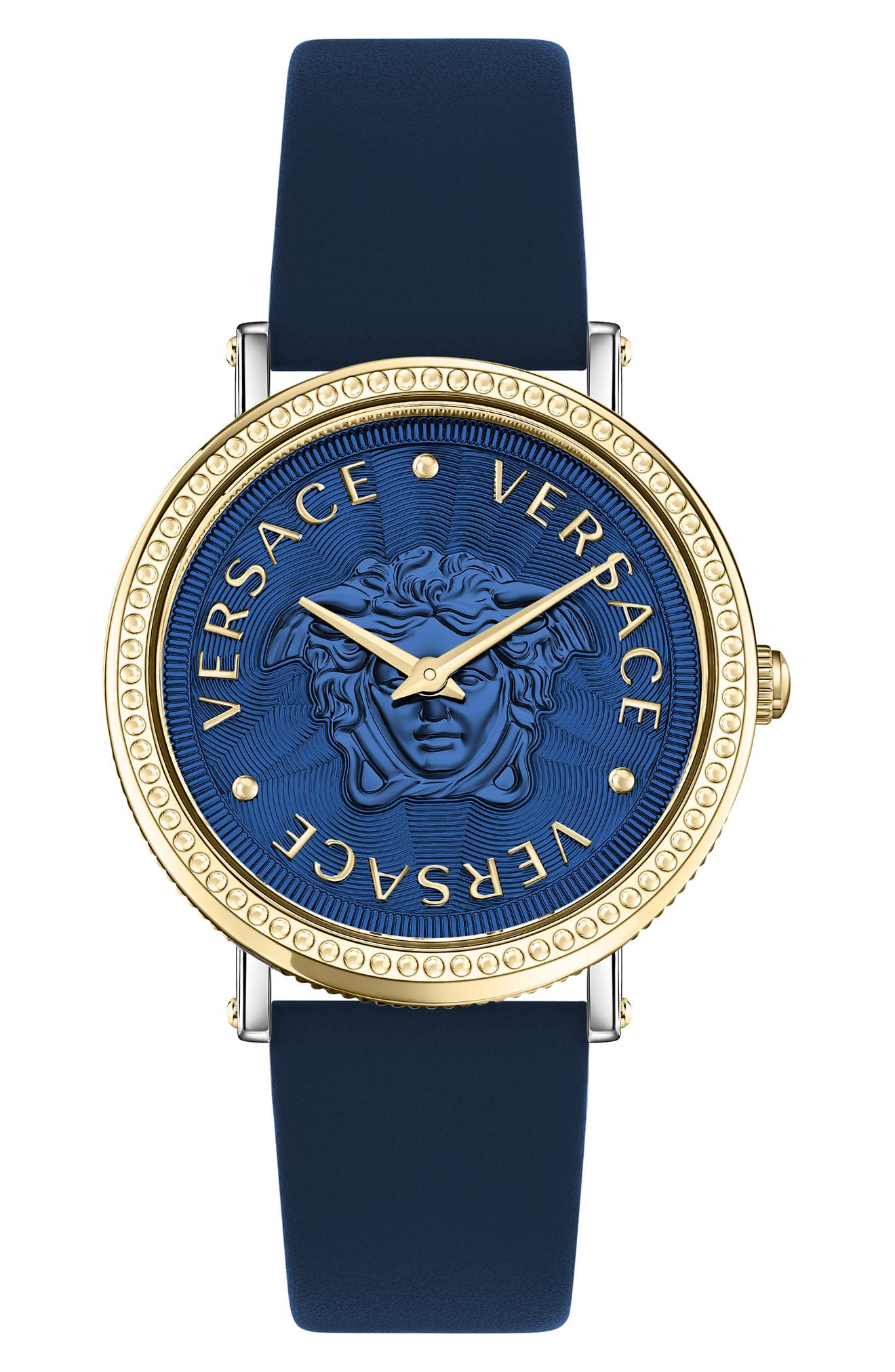 Versace V-Dollar Leather Strap Watch, 37mm