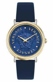 Versace V-Dollar Leather Strap Watch, 37mm