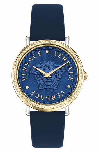 Versace V-Dollar Leather Strap Watch, 37mm