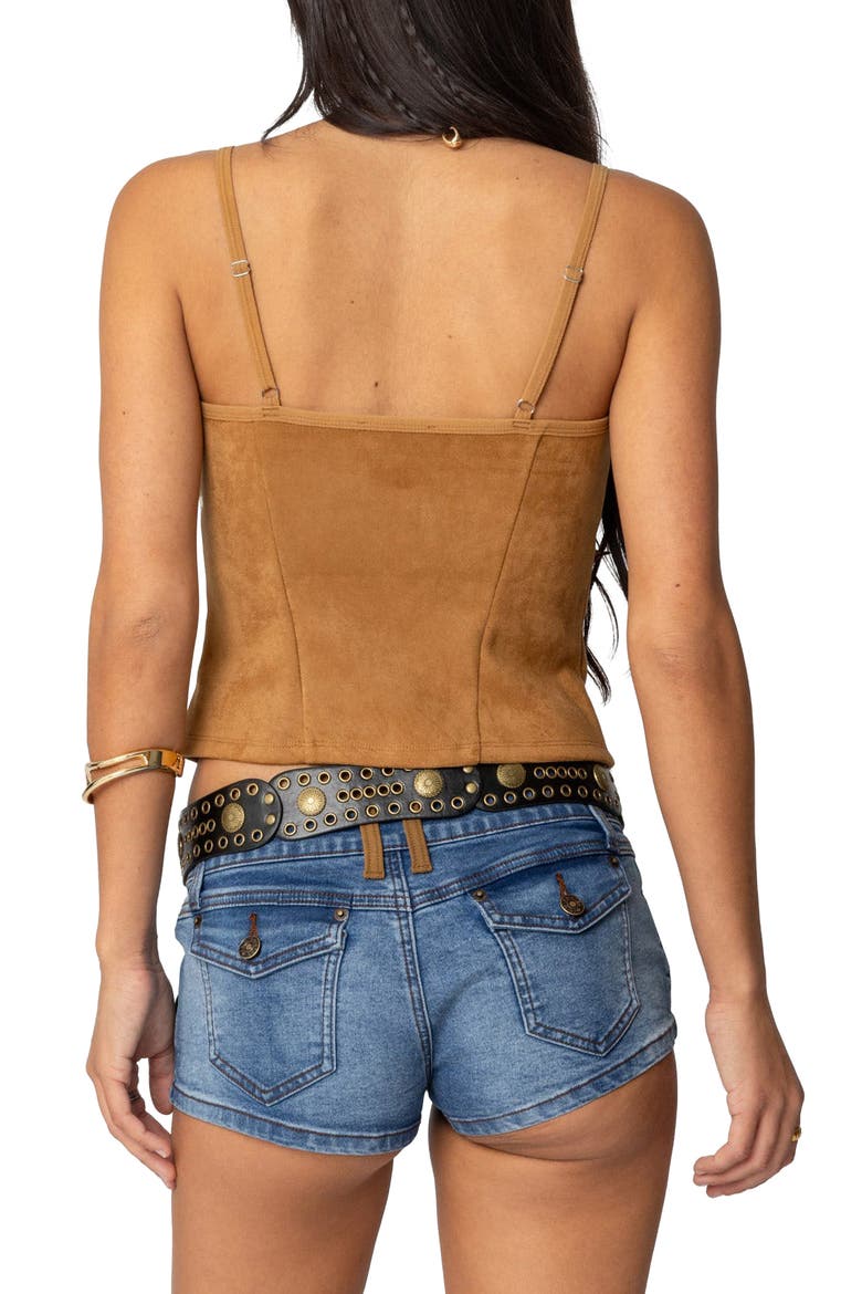 Tori Faux Suede Corset Top, Alternate, color, TAN
