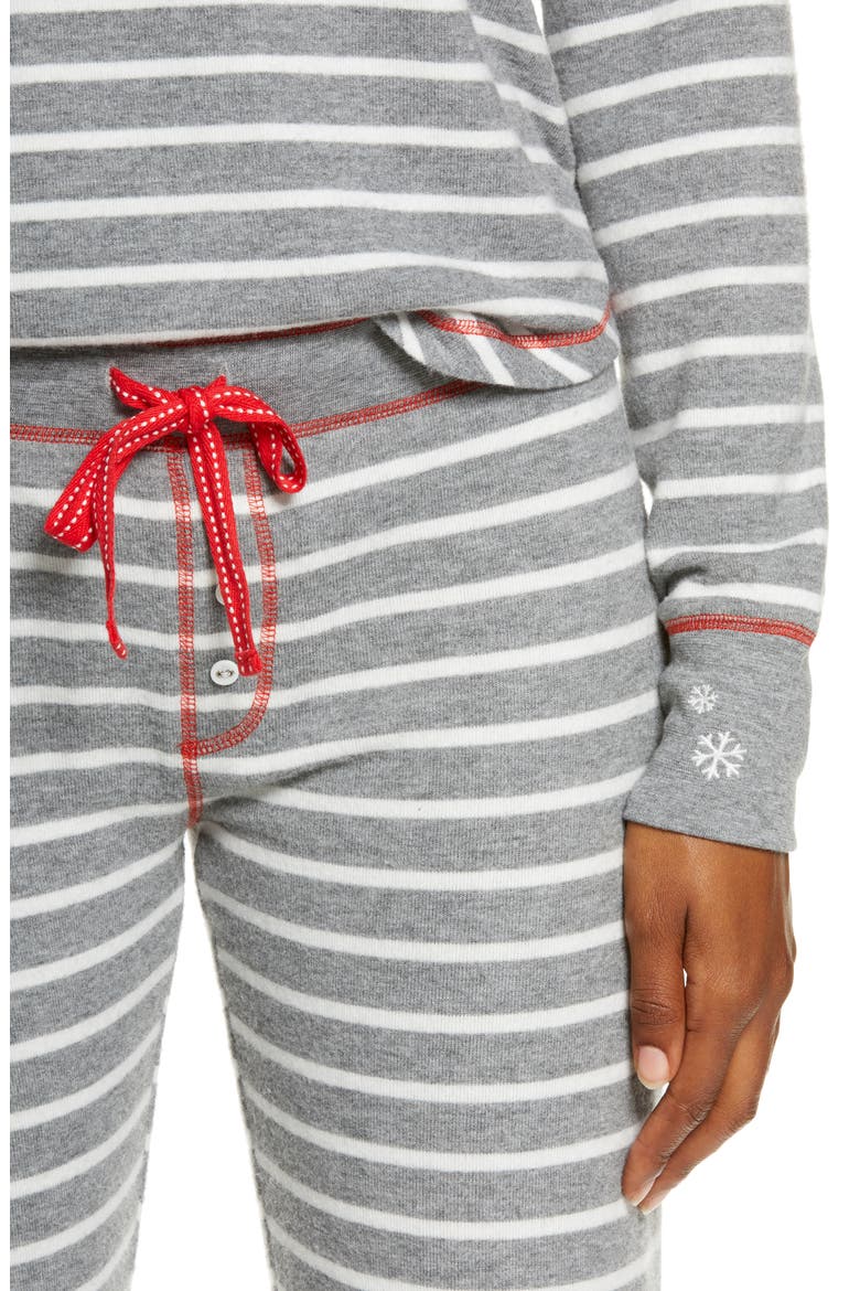 Joyful Stripe Pajama Top, Alternate, color, HEATHER GREY