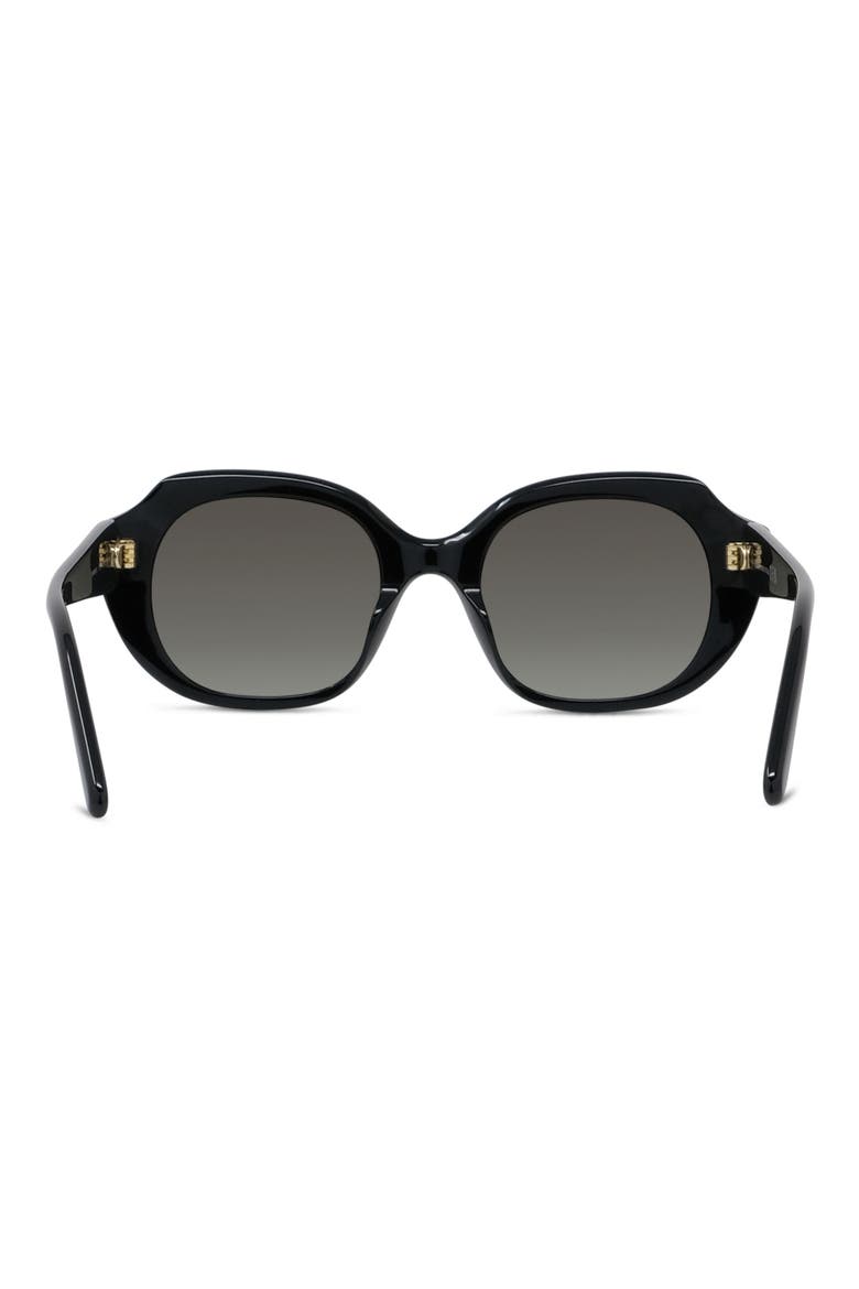 Slim 50mm Geometric Sunglasses, Alternate, color, SHINY BLACK / GRADIENT SMOKE