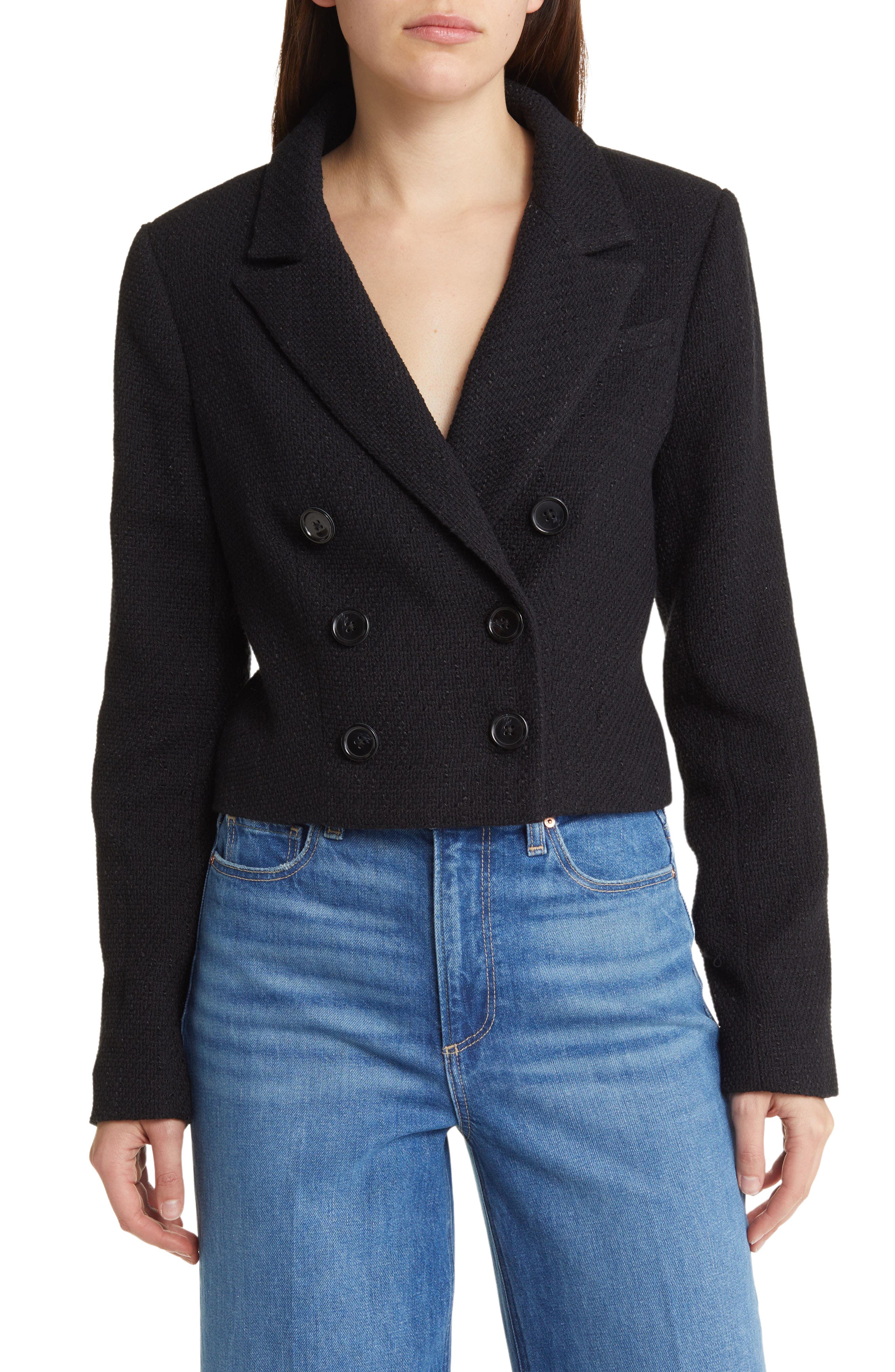 PAIGE Eclipse Crop Cotton Blend Bouclé Tweed Blazer