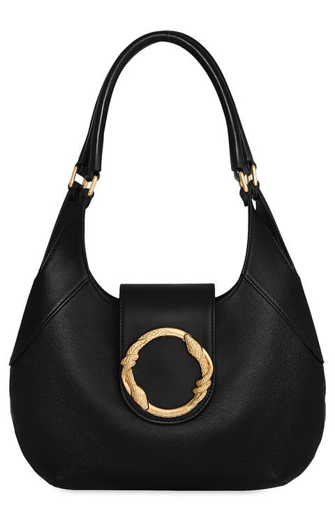 Snake Ring Leather Crescent Shoulder Bag