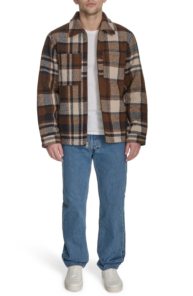 Levi's<sup>®</sup> Zip Front Plaid Shacket, Alternate, color, Caramel Multi