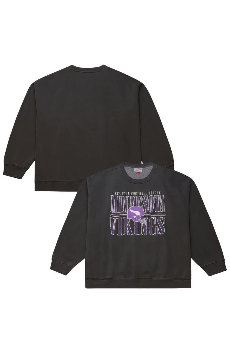 Mitchell & Ness Men's Mitchell & Ness Black Minnesota Vikings Downtown Crew Vintage Logo Sweatshirt, Main, color, Black