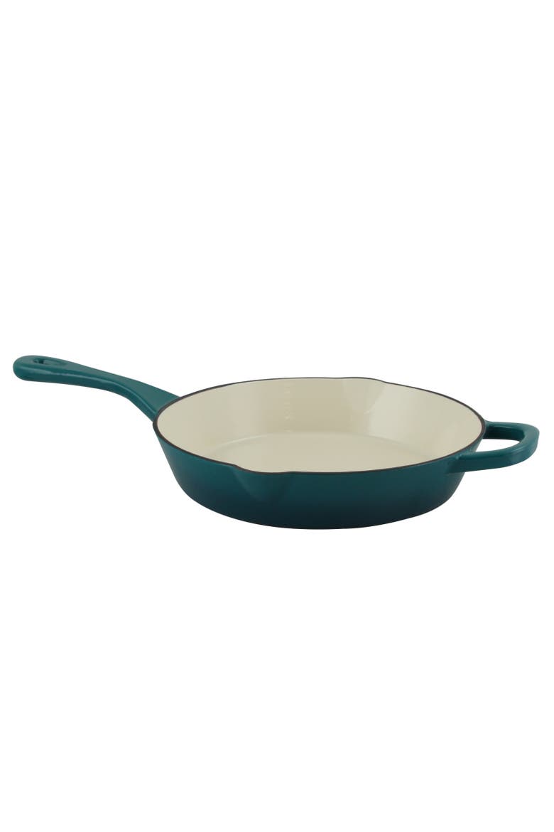 10 in. Round Enameled Cast Iron Skillet, Alternate, color, Blue
