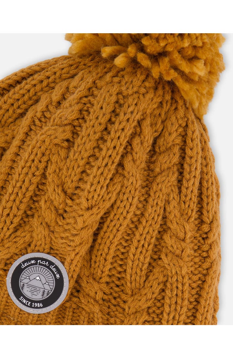 Deux par Deux Lined Winter Hat with Pompom, Alternate, color, Brown Sugar