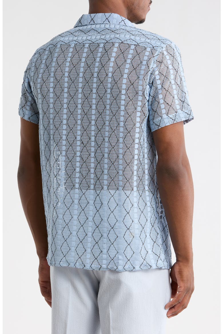 Modern Fit Textured Camp Shirt, Alternate, color, BLUE