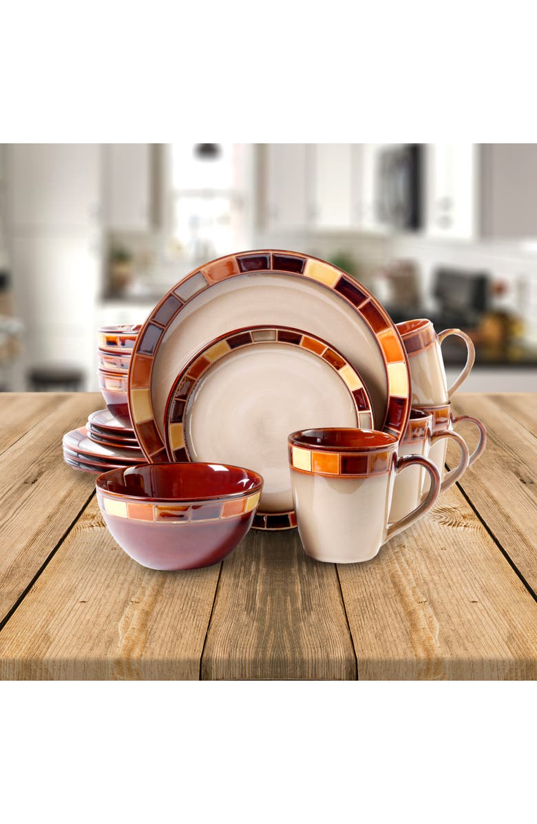 Gibson Elite Casa Estebana 16 pc Dinnerware Set, Alternate, color, Red