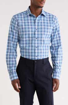 Trim Fit Plaid Cotton Dress Shirt