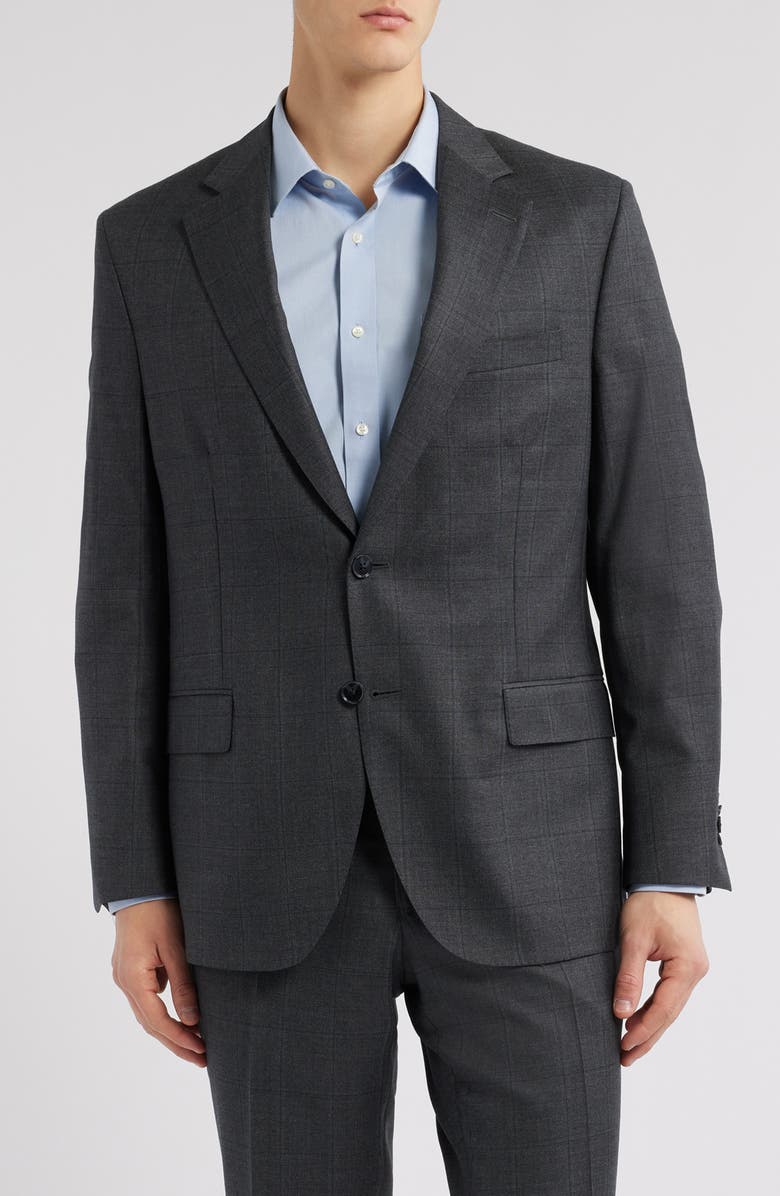 Peter Millar Hartford Classic Fit Black Glen Plaid Wool Suit, Alternate, color, Charcoal