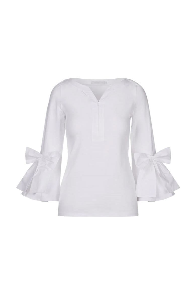 Clissa 3/4 Sleeves Fitted Pima Top shirt, Main, color, White