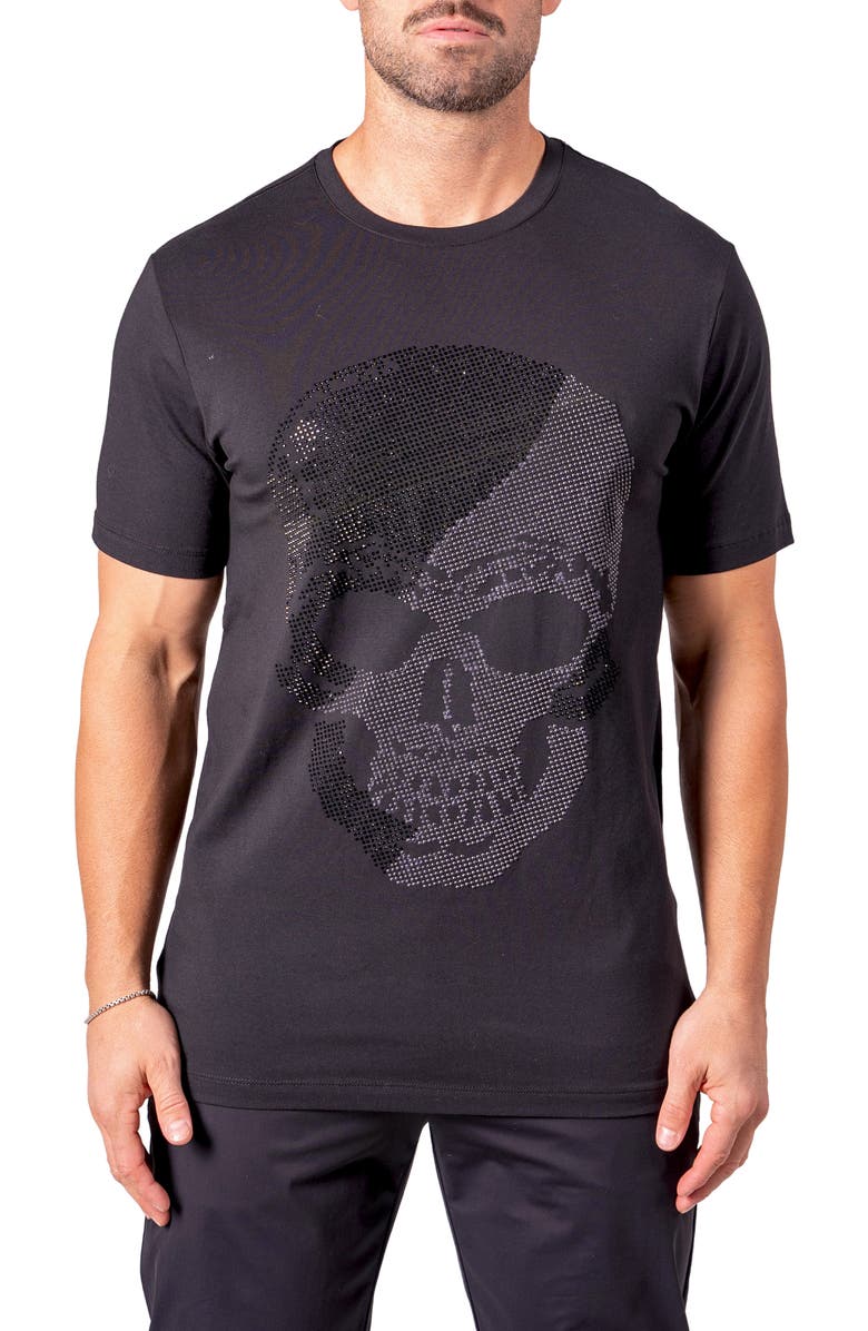 Maceoo Pixel Skull Graphic T-Shirt, Main, color, Black