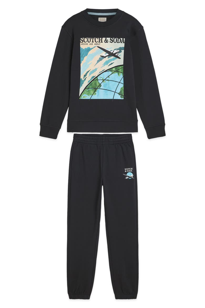 Kids' Graphic Sweatshirt & Joggers Set, Main, color, ANTHRACITE