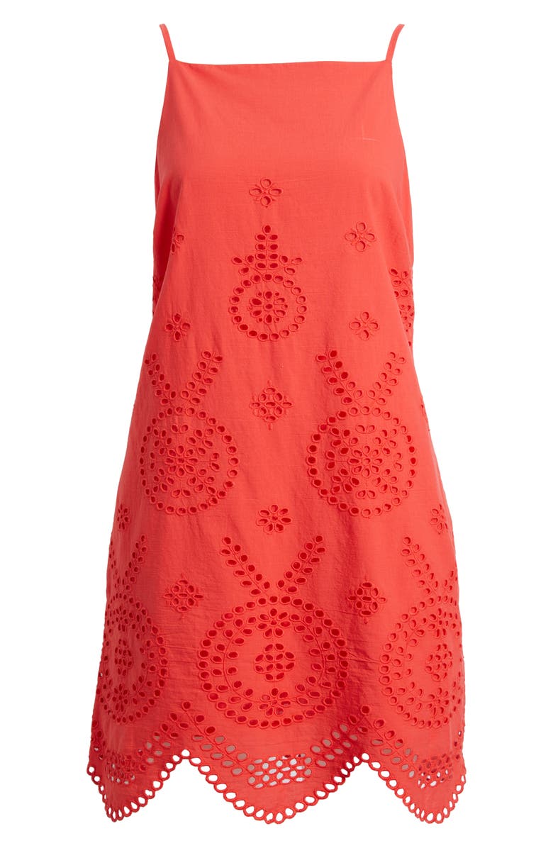 Cleobella Thandi Embroidered Organic Cotton Minidress, Alternate, color, Poppy Red