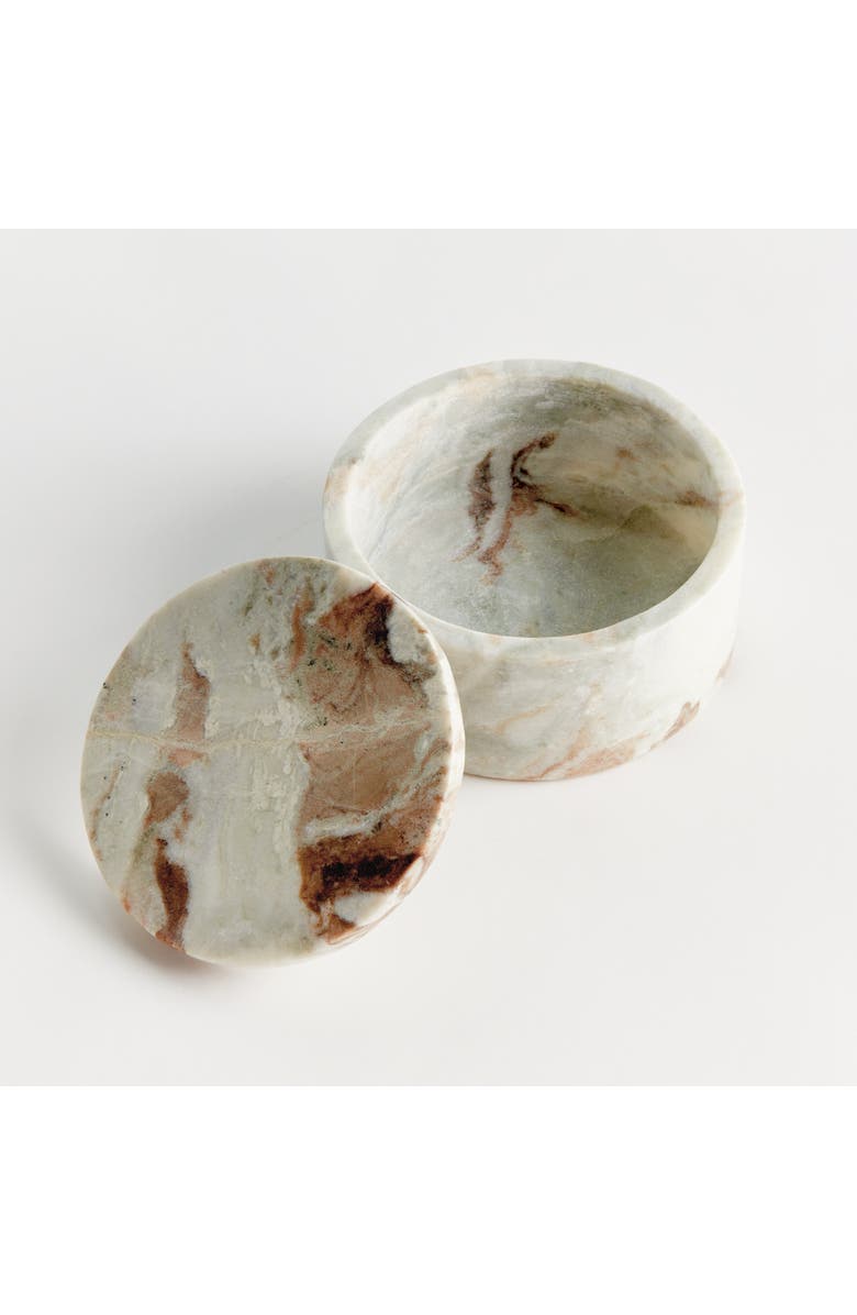 Napa Home & Garden Jaqueline Round Lidded Box Wide - Brown/White Marble Accent, Alternate, color, Brown