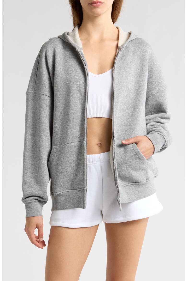 Cozy Crush Oversize Zip Hoodie, Main, color, HEATHER GREY