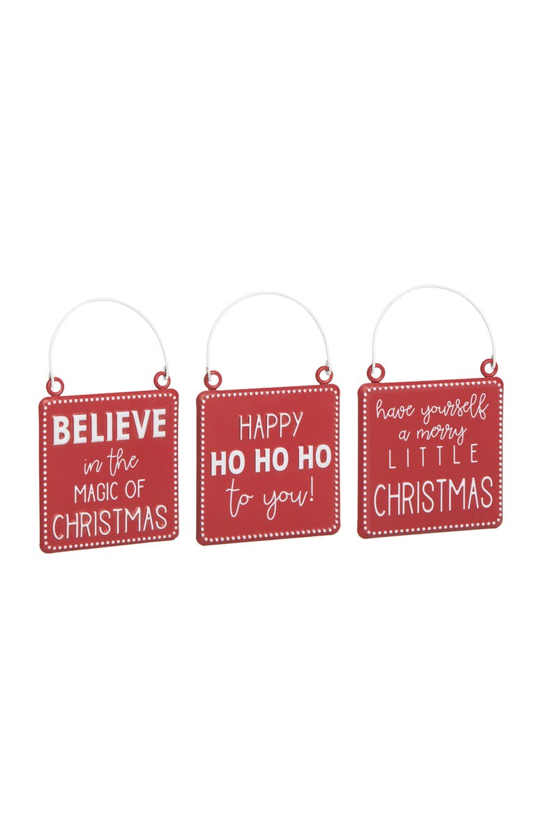 Transpac Metal Embossed Merry Hanging Decor Set of 3 Christmas Decor, Alternate, color,