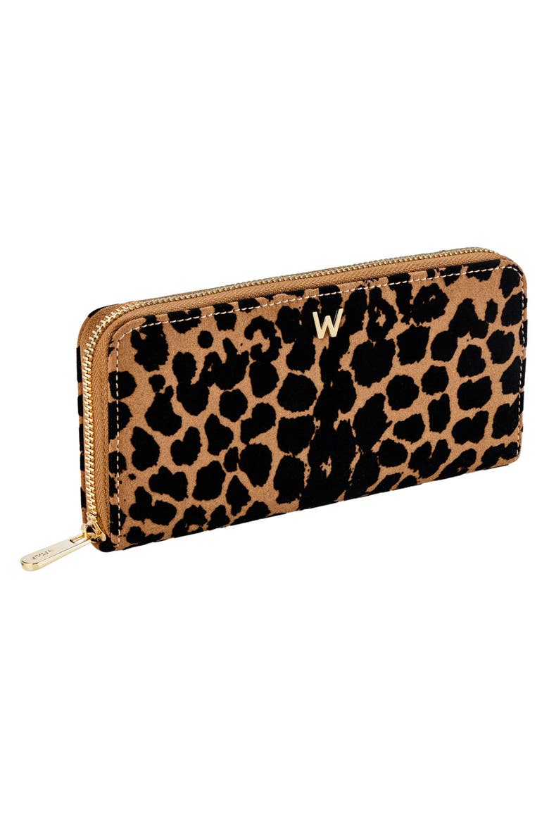 Savanna Leopard Print Long Zip Wallet, Alternate, color, Tan/Black