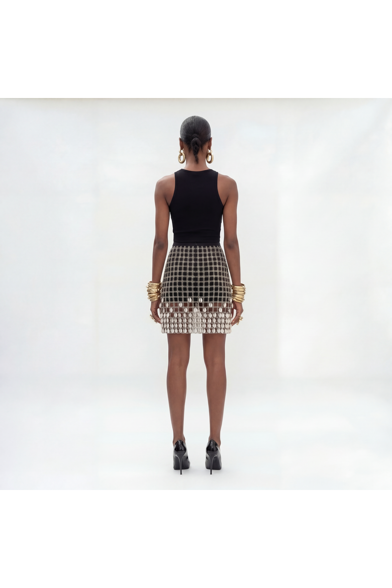 Cowrie Shell Embellished Tank Top, Alternate, color, Black