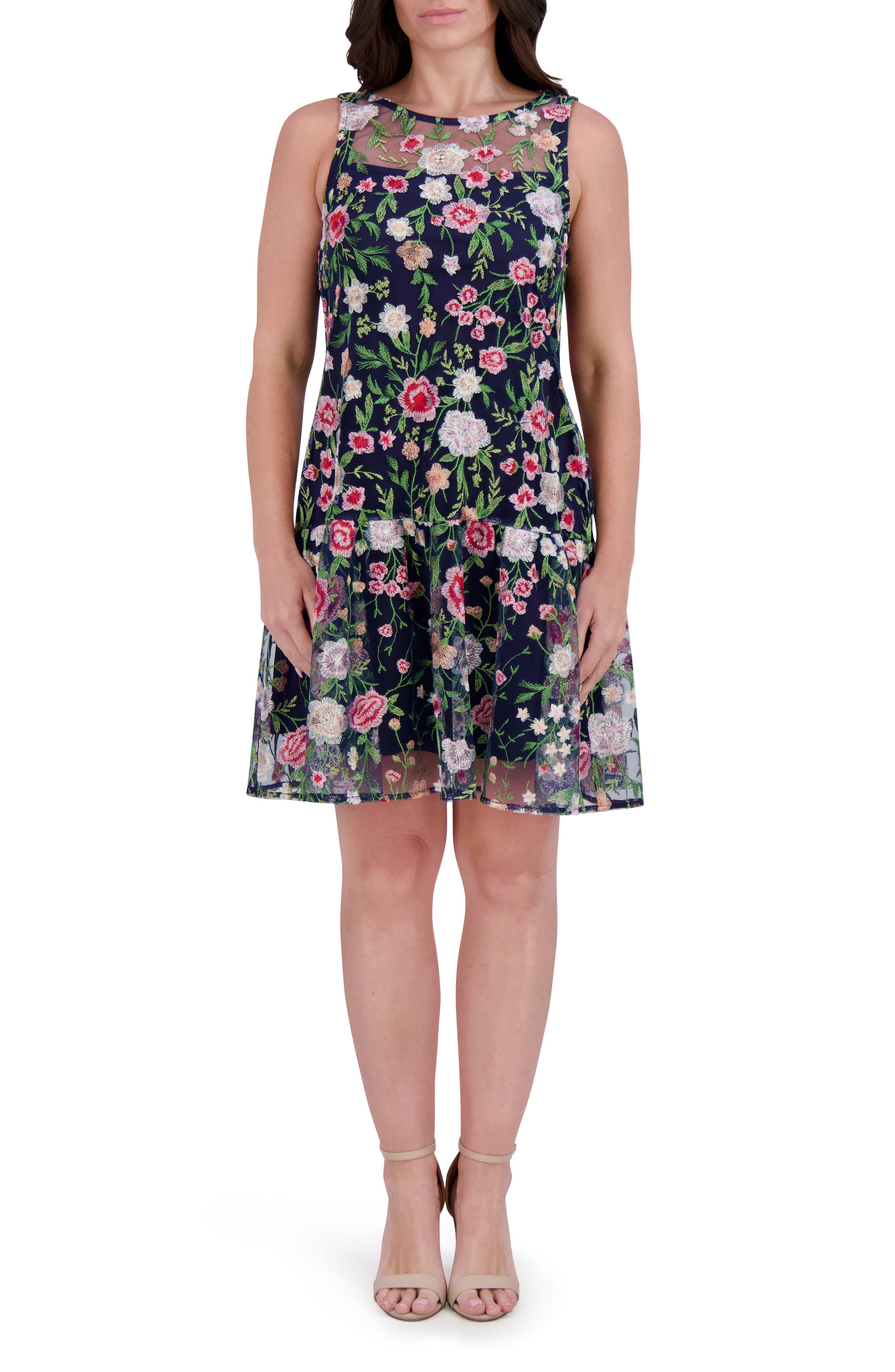 Kensie Embroidered Sleeveless Dress