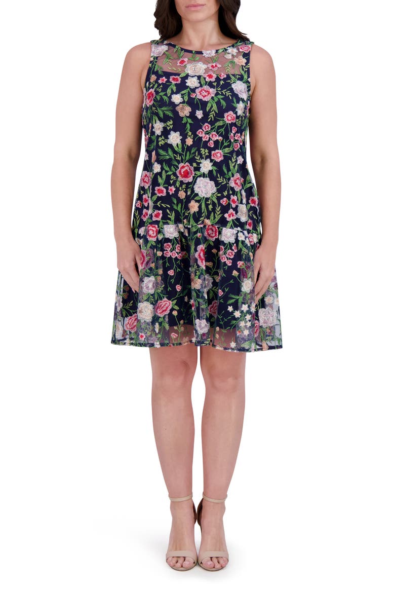 Tiered Ruffle Wrap Style Midi Dress, Main, color, NAVY MULTI