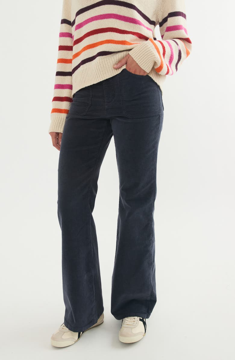 Marine Layer Bridget High Waist Corduroy Flare Pants, Alternate, color, India Ink