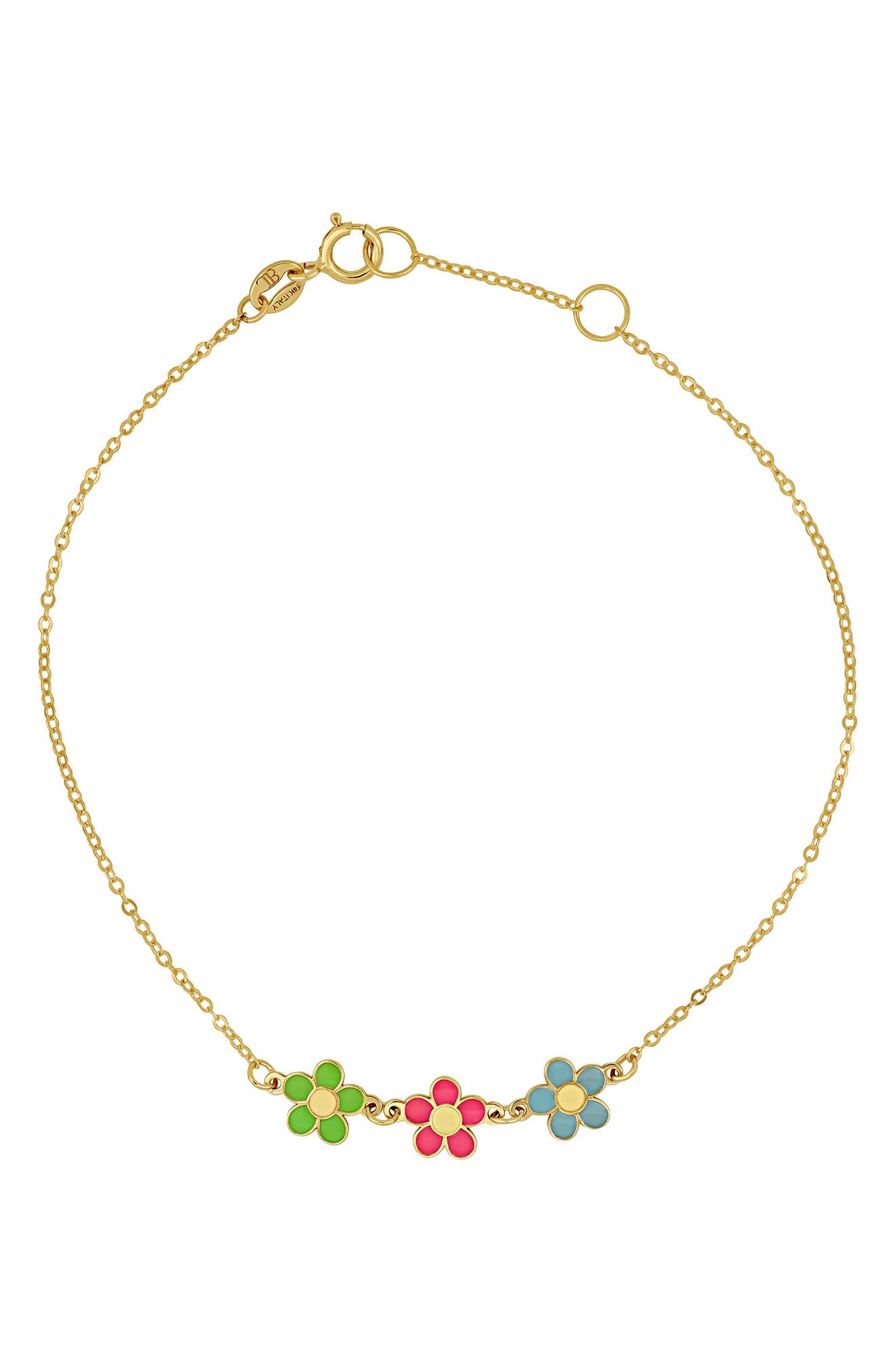 Bony Levy 14K Gold Enamel Flower Charm Bracelet