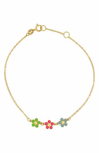Bony Levy 14K Gold Enamel Flower Charm Bracelet