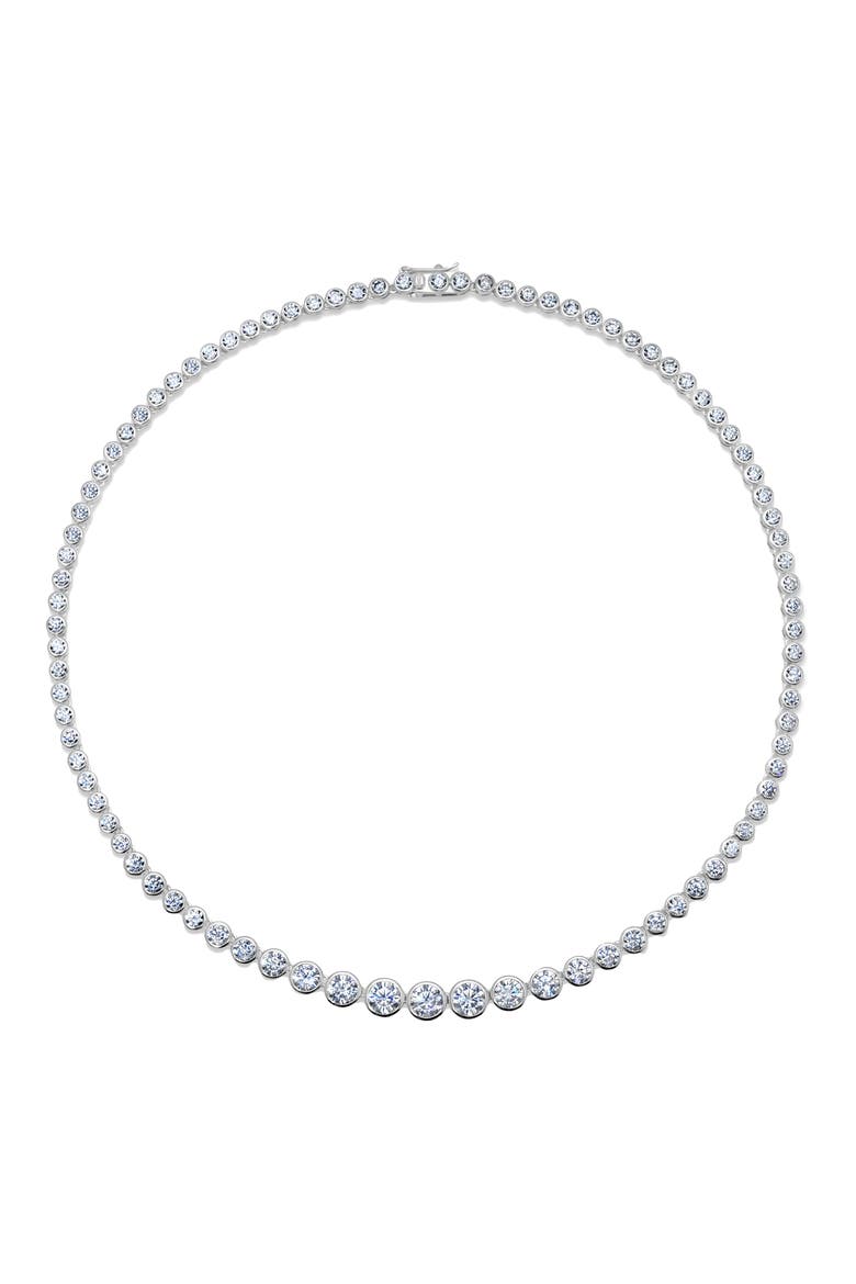 Graduated Bezel Necklace, Main, color, PLATINUM