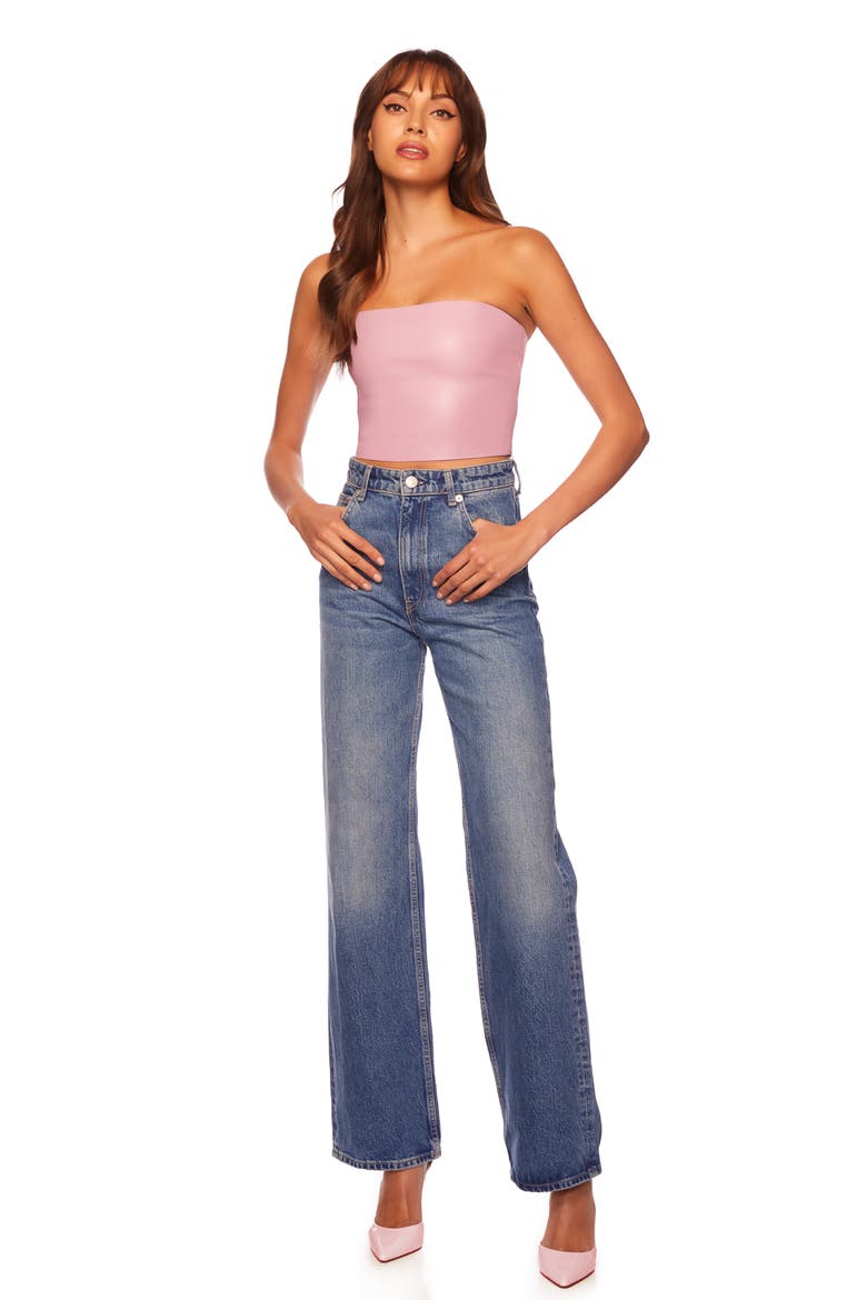 Faux Leather Crop Tube Top, Alternate, color, LIP GLOSS