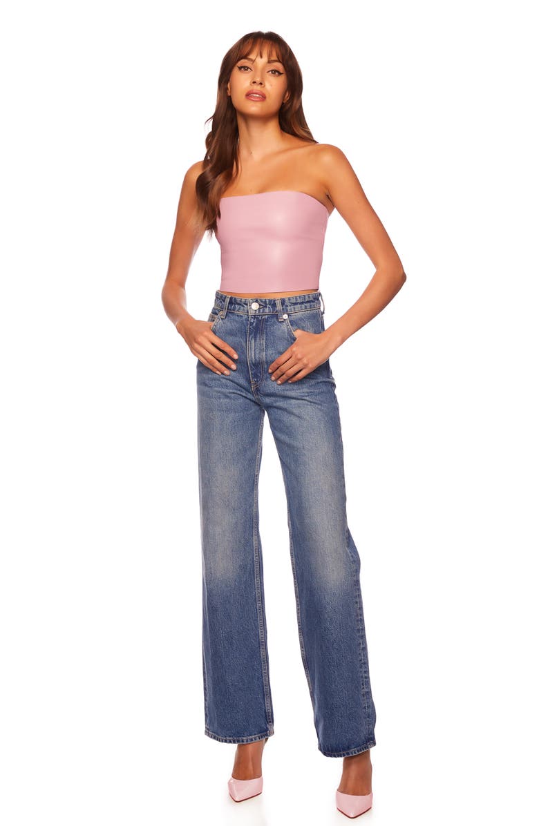 Susana Monaco Faux Leather Crop Tube Top, Alternate, color, Lip Gloss