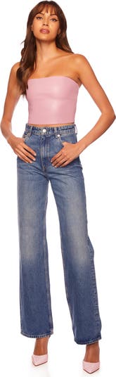 Faux Leather Crop Tube Top
