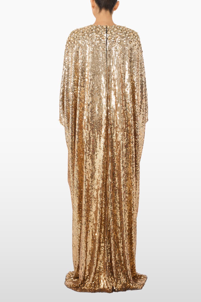 Fontaine Sequin-Embellished Maxi Dress, Alternate, color, Bronze