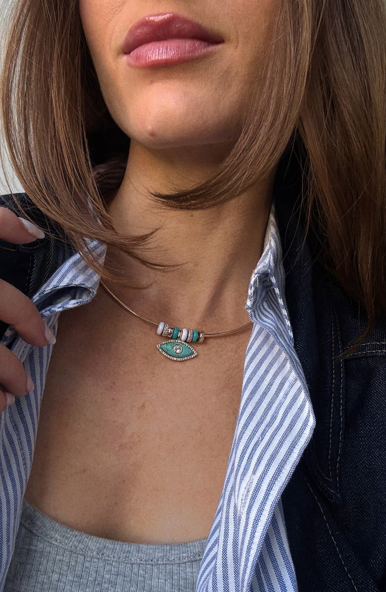 BaubleBar Evil Eye Collar Necklace, Alternate, color, Turquoise