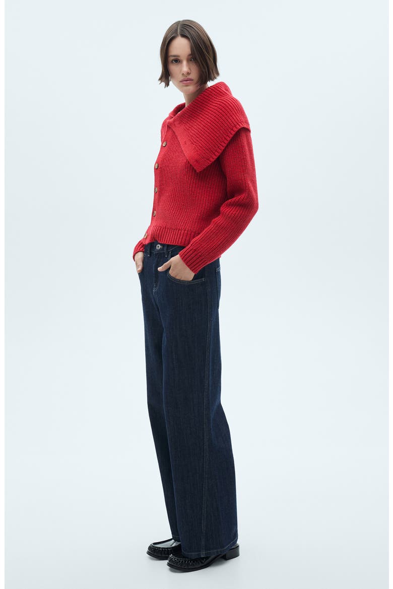 Asymmetric Rib Cardigan, Alternate, color, RED