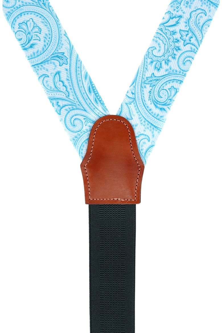 Sobee Paisley Silk Suspenders, Alternate, color, BLUE
