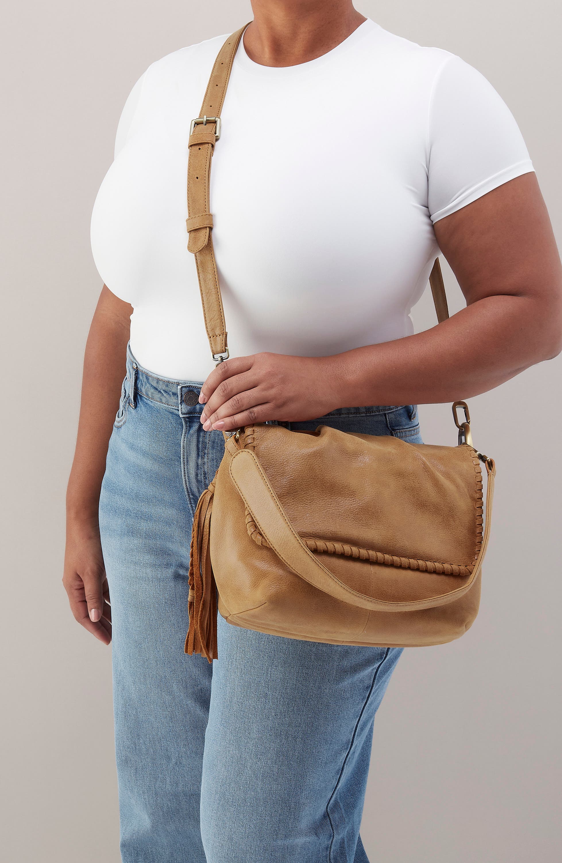 HOBO Harley Convertible Leather Shoulder Bag, Alternate, color, Whiskey