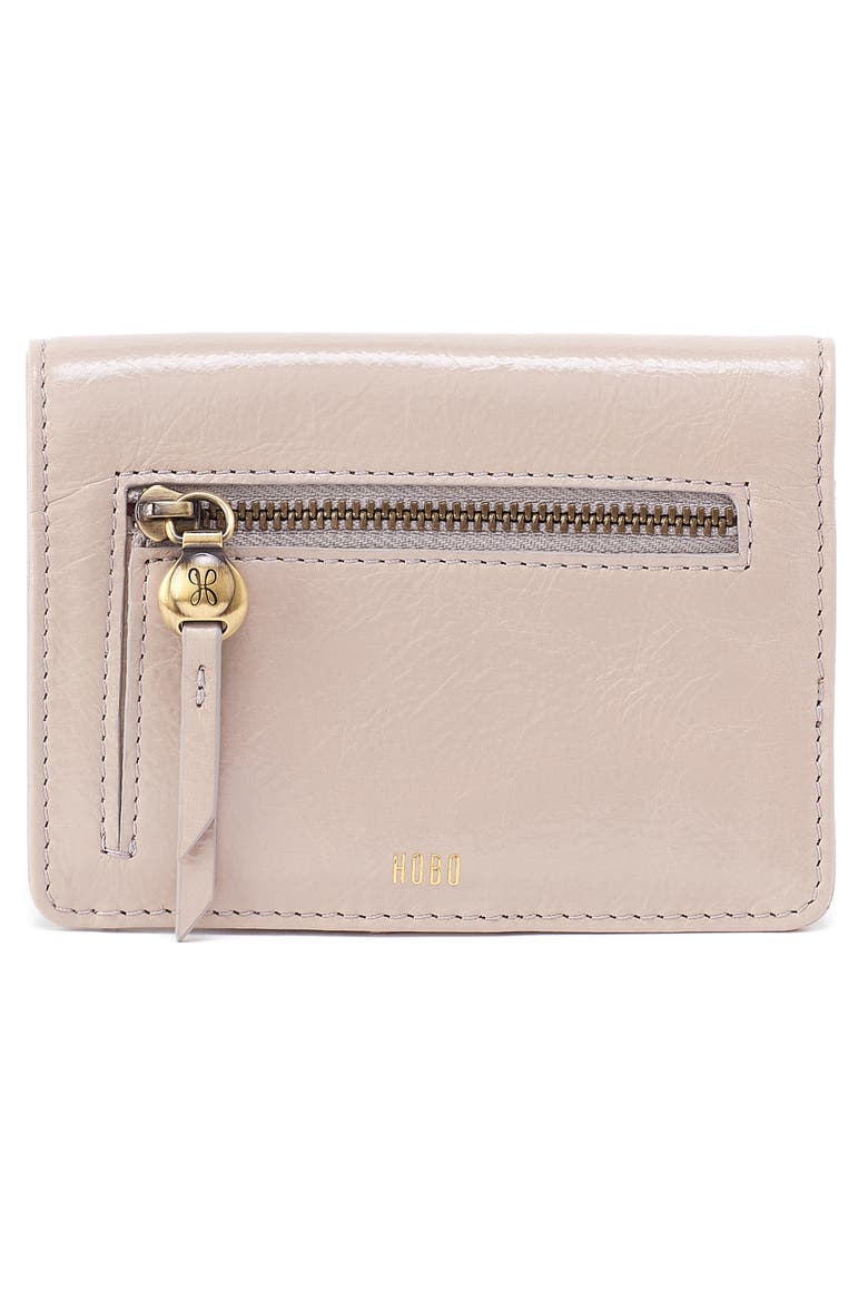Small Hutton Leather Bifold Wallet, Alternate, color, STONE GLOSS
