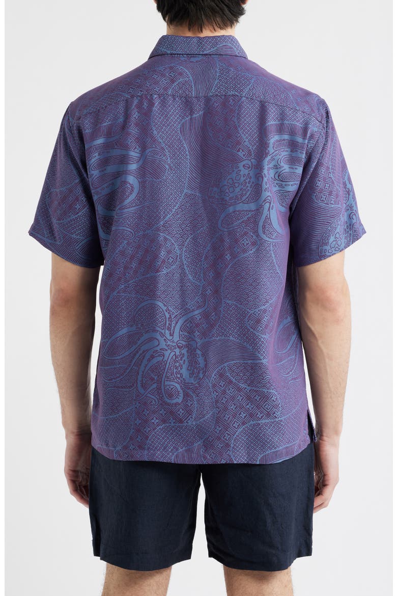 Ho'l Nalo Jacquard Short Sleeve Button-Up Shirt, Alternate, color, BURGUNDY/ BLUE