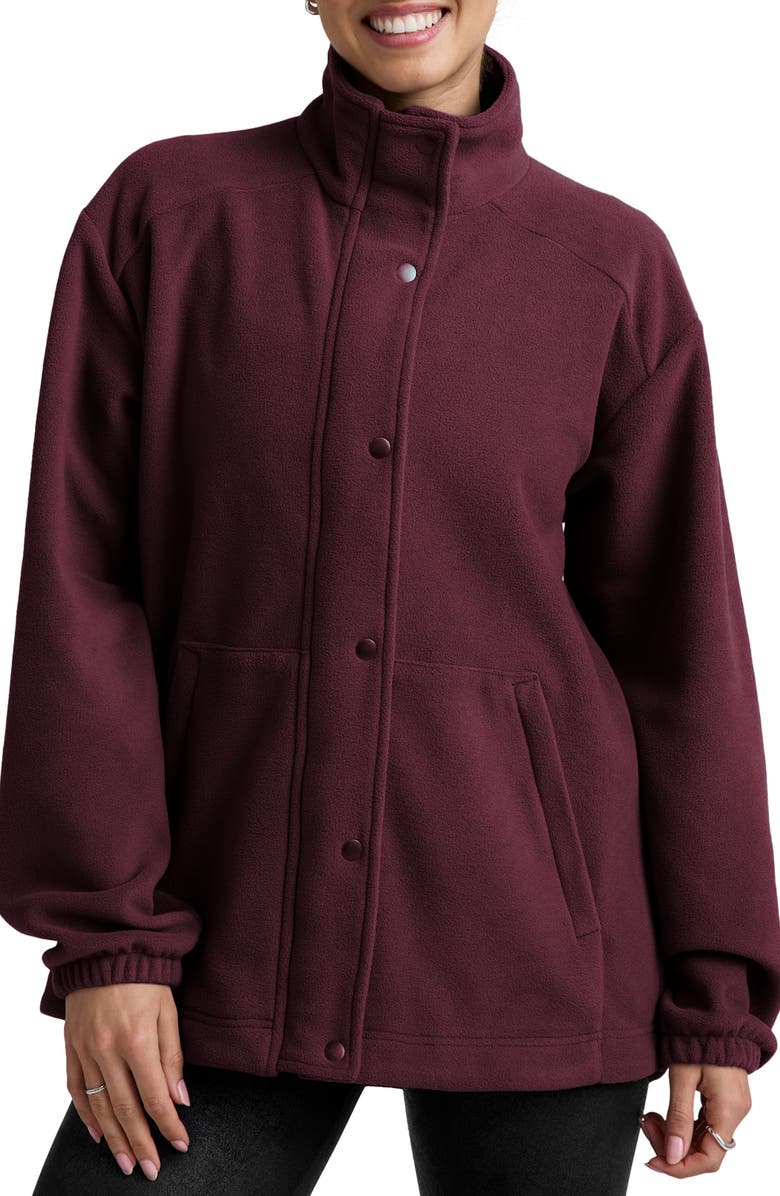Beyond Yoga Explorer Fleece Jacket, Main, color, Dark Cherry