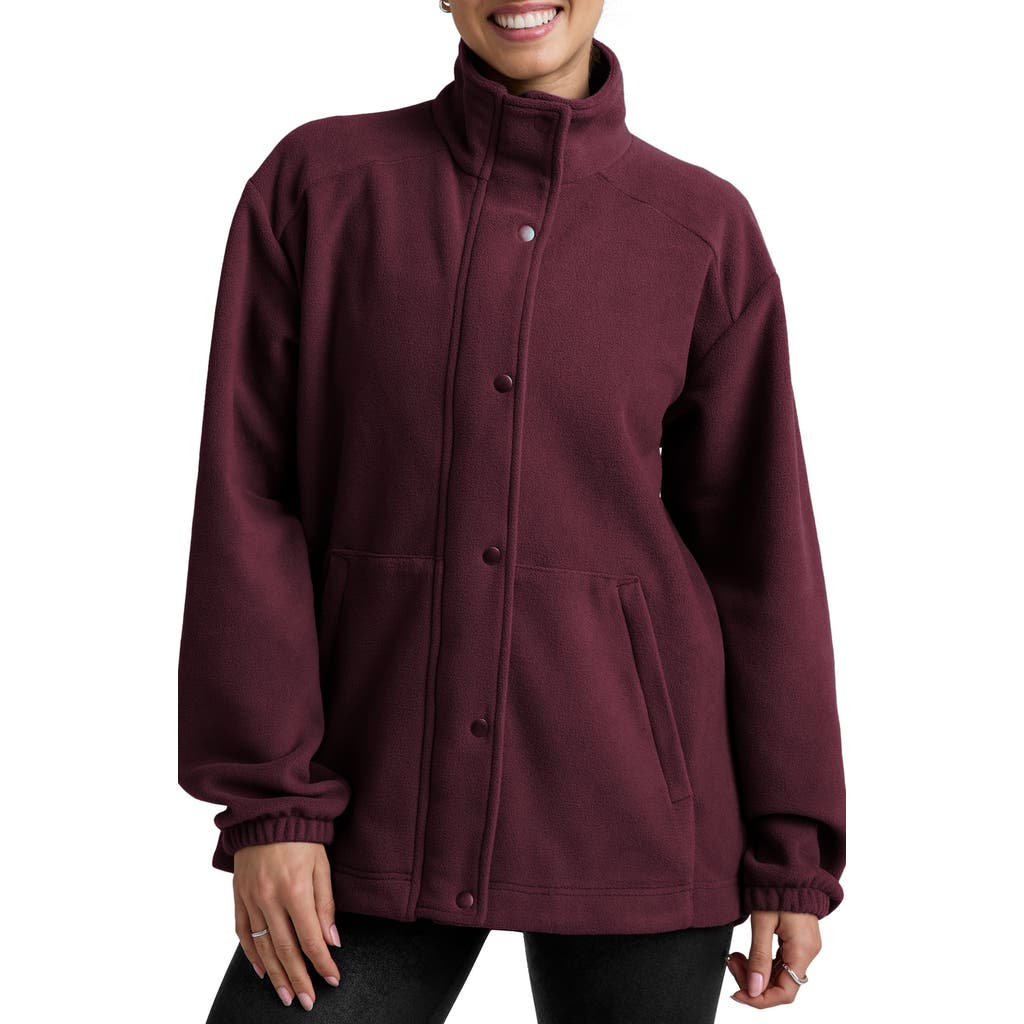 Beyond Yoga Explorer Fleece Jacket In Burgundy
